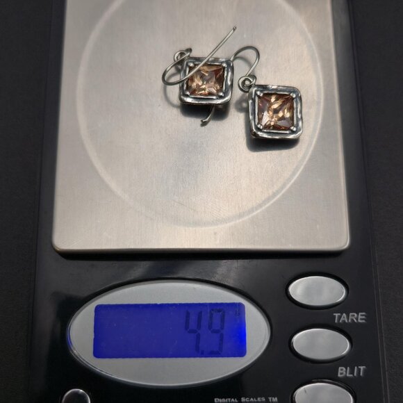 Sterling Silver Quality Cubic Zirconia Brown Earrings A7011 - Picture 8 of 8